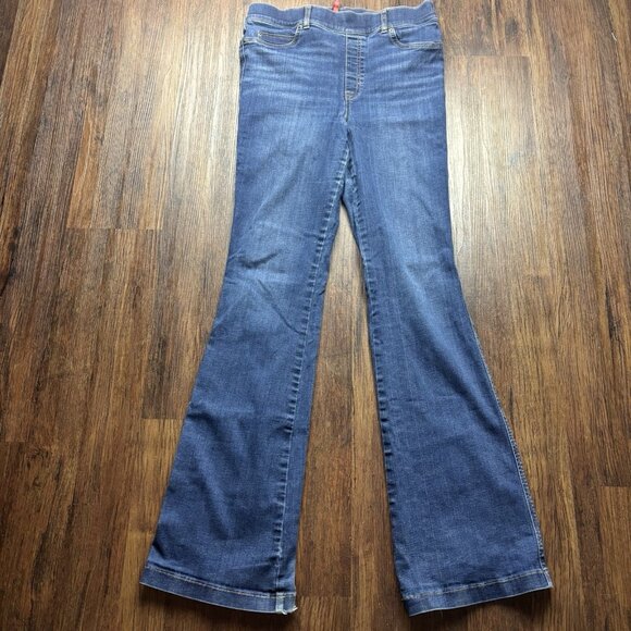 SPANX Flare High Rise Pull On Jeans Medium Wash Women’s Size Large - Picture 1 of 10